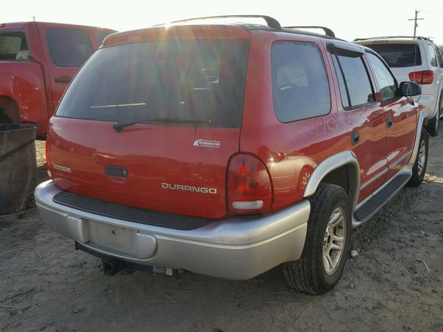 1B4HR58N82F194778 - 2002 DODGE DURANGO SL RED photo 4