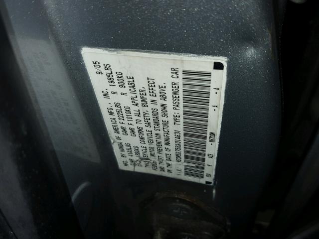 1HGCM56756A014631 - 2006 HONDA ACCORD EX SILVER photo 10