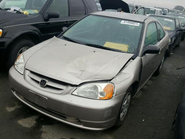 1HGEM22502L060135 - 2002 HONDA CIVIC LX BEIGE photo 2