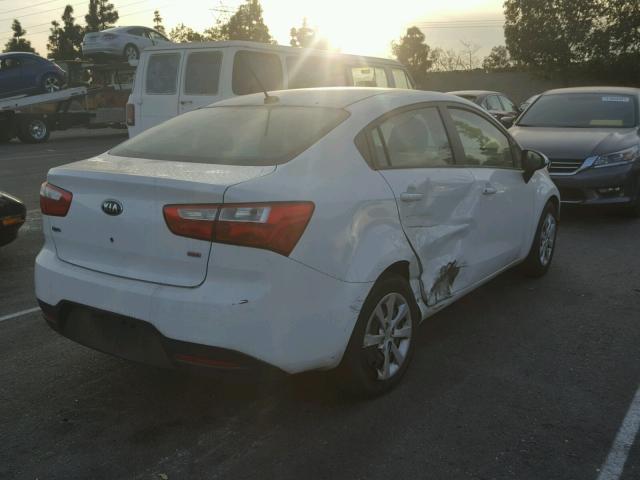 KNADM4A33E6397209 - 2014 KIA RIO LX WHITE photo 4