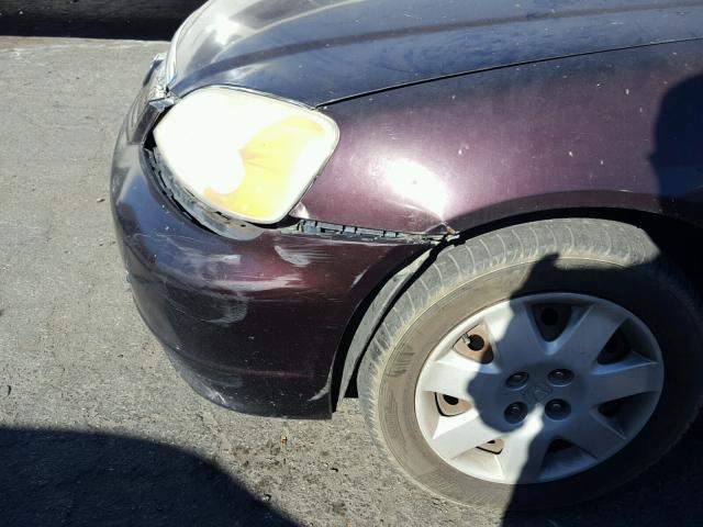 1HGES26771L031683 - 2001 HONDA CIVIC EX მუქწითელი ფოტო 9