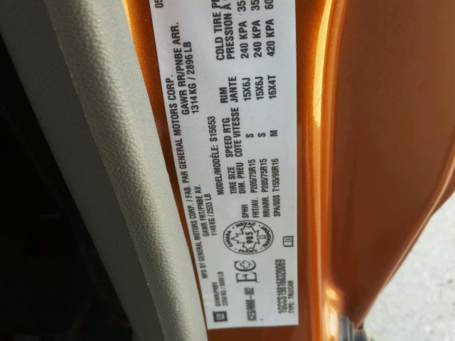 1GCCS198168320069 - 2006 CHEVROLET COLORADO ORANGE photo 10