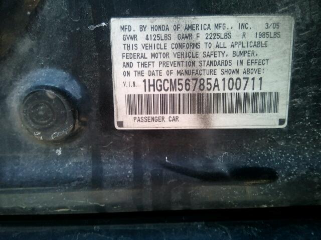 1HGCM56785A100711 - 2005 HONDA ACCORD EX BLACK photo 10