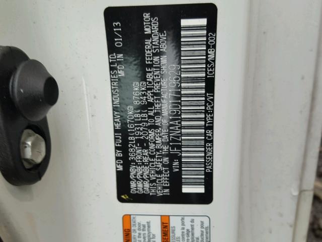 JF1ZNAA19D1719629 - 2013 TOYOTA SCION FR-S WHITE photo 10