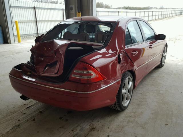 WDBRF52H36A845920 - 2006 MERCEDES-BENZ C GENERATI RED photo 4