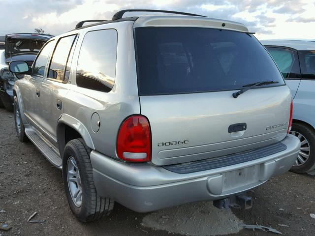 1B4HR48N72F118849 - 2002 DODGE DURANGO SL SILVER photo 3