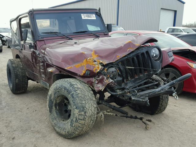 1J4FA49S41P302025 - 2001 JEEP WRANGLER / BURGUNDY photo 1