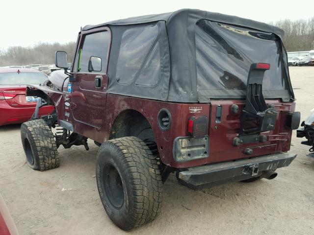 1J4FA49S41P302025 - 2001 JEEP WRANGLER / BURGUNDY photo 3