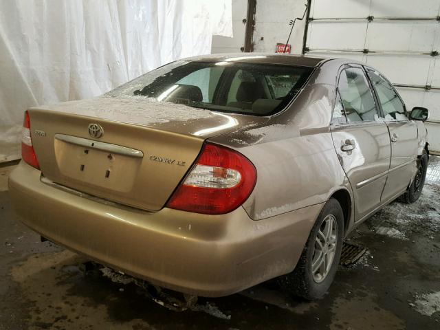 JTDBE32KX30191733 - 2003 TOYOTA CAMRY LE ოქროსფერი ფოტო 4