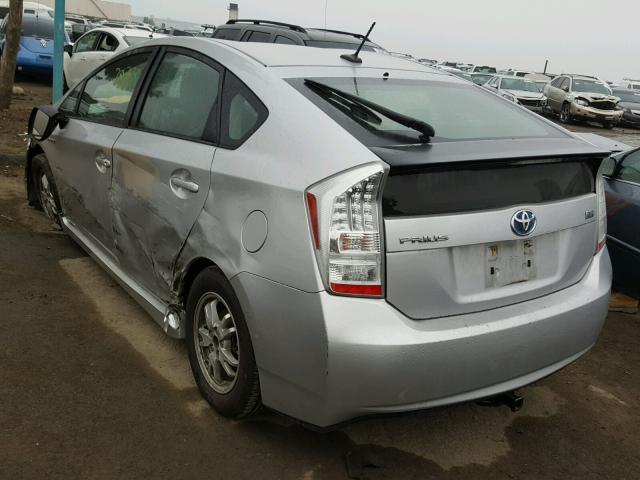 JTDKN3DUXA0041004 - 2010 TOYOTA PRIUS SILVER photo 3