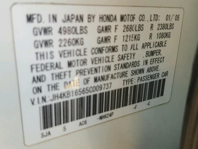 JH4KB16565C009737 - 2005 ACURA RL თეთრი ფოტო 10