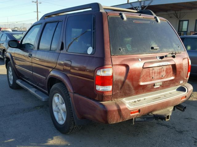 JN8DR09X92W661585 - 2002 NISSAN PATHFINDER BURGUNDY photo 3