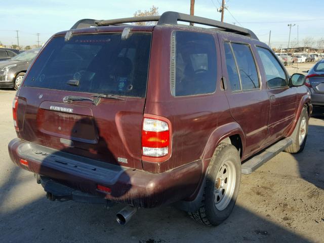 JN8DR09X92W661585 - 2002 NISSAN PATHFINDER BURGUNDY photo 4