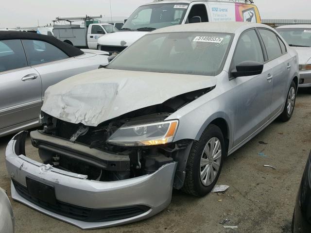 3VW2K7AJ1EM406860 - 2014 VOLKSWAGEN JETTA BASE SILVER photo 2