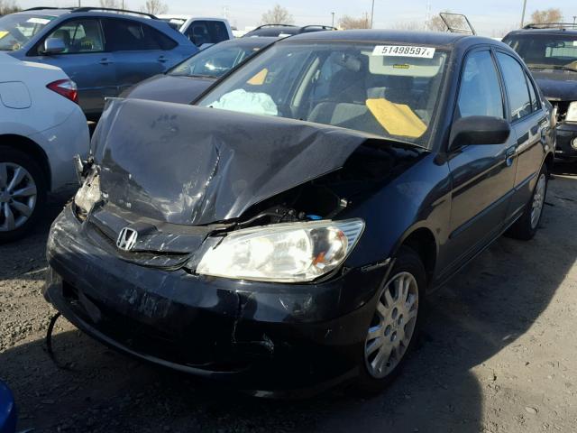 2HGES16545H587445 - 2005 HONDA CIVIC LX BLACK photo 2