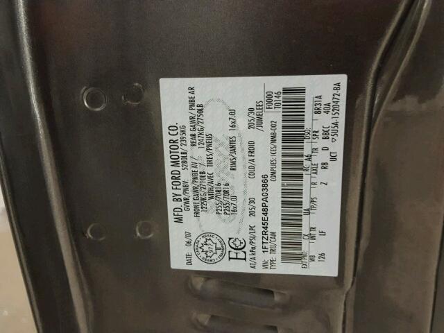 1FTZR45E48PA03866 - 2008 FORD RANGER SUP GRAY photo 10