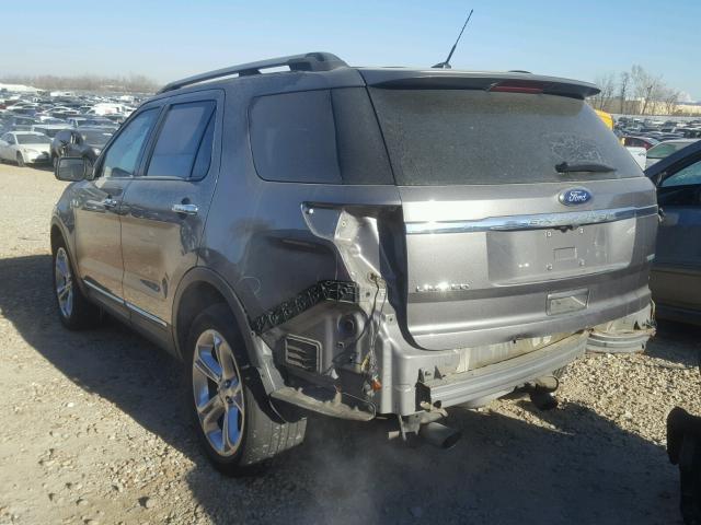 1FM5K8F82DGC02116 - 2013 FORD EXPLORER L GRAY photo 3