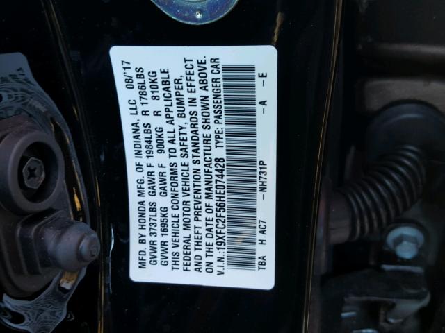 19XFC2F56HE074428 - 2017 HONDA CIVIC LX BLACK photo 10