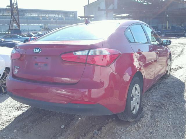 KNAFK4A65G5564283 - 2016 KIA FORTE LX RED photo 4