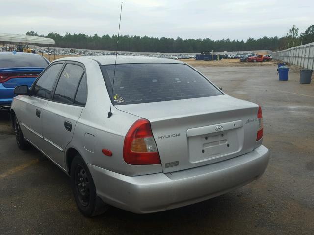 KMHCG45C52U305178 - 2002 HYUNDAI ACCENT GL SILVER photo 3