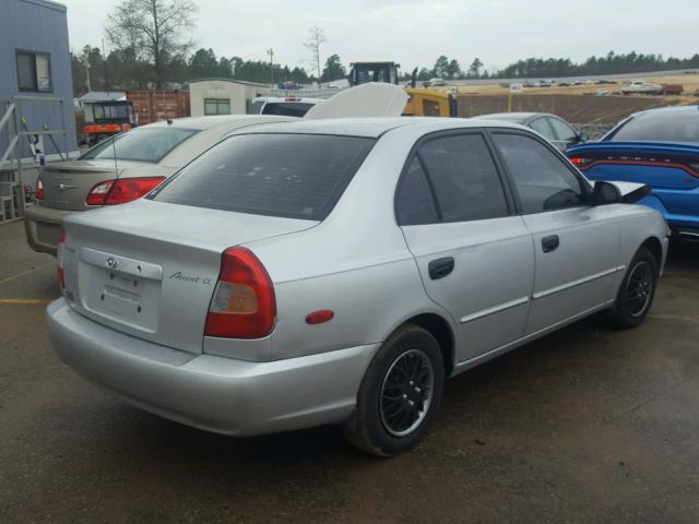 KMHCG45C52U305178 - 2002 HYUNDAI ACCENT GL SILVER photo 4