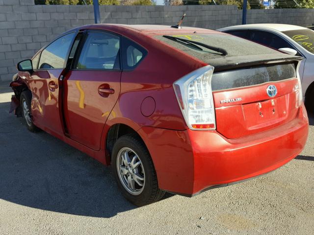 JTDKN3DU5A5087715 - 2010 TOYOTA PRIUS RED photo 3