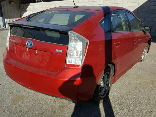 JTDKN3DU5A5087715 - 2010 TOYOTA PRIUS RED photo 4