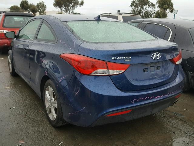 KMHDH6AE0DU007418 - 2013 HYUNDAI ELANTRA CO BLUE photo 3