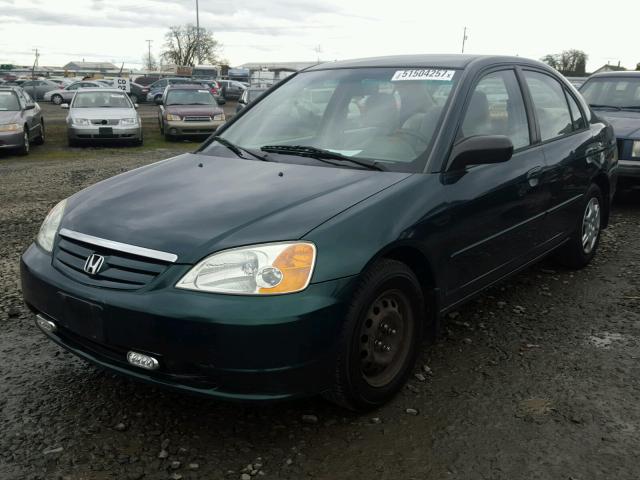 1HGES16542L072850 - 2002 HONDA CIVIC LX GREEN photo 2