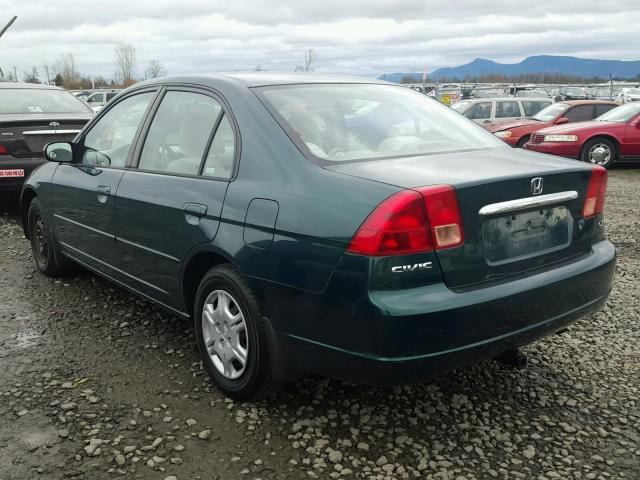 1HGES16542L072850 - 2002 HONDA CIVIC LX GREEN photo 3