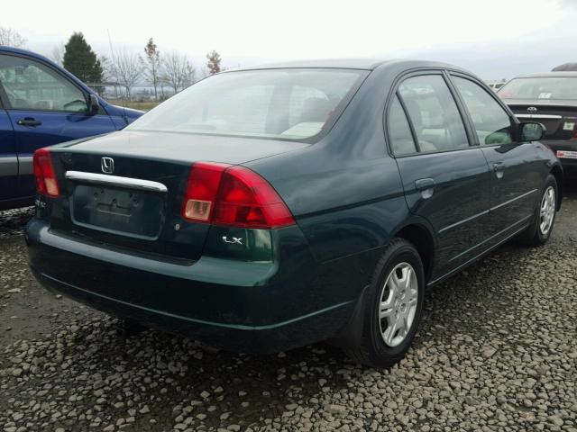 1HGES16542L072850 - 2002 HONDA CIVIC LX GREEN photo 4