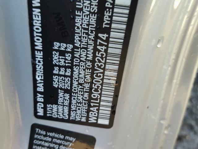 WBA1L9C50GV325474 - 2016 BMW 228 XI SILVER photo 10