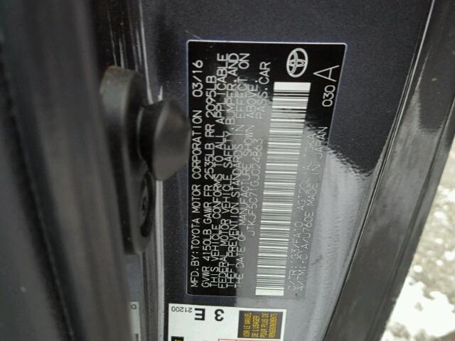 JTKJF5C71GJ024863 - 2016 TOYOTA SCION TC 石墨色 照片 10