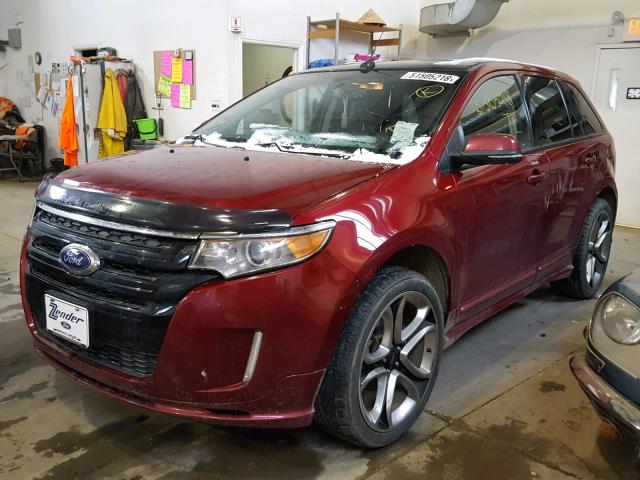 2FMDK4AK9DBC35502 - 2013 FORD EDGE SPORT RED photo 2