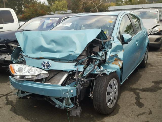 JTDKDTB34D1037350 - 2013 TOYOTA PRIUS C TEAL photo 2