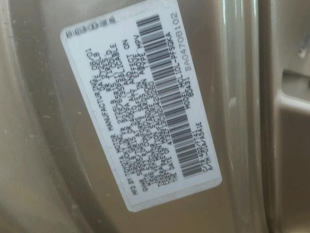 4T3ZF13C92U420260 - 2002 TOYOTA SIENNA LE GOLD photo 10