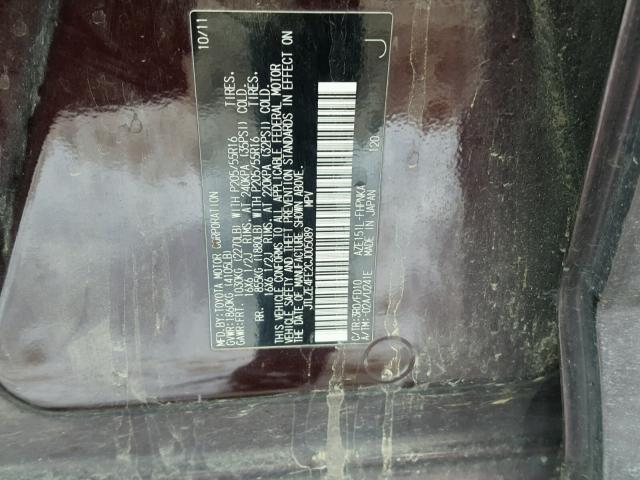 JTLZE4FE2CJ005089 - 2012 TOYOTA SCION XB 紫色 照片 10