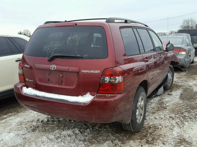 JTEEP21A850130194 - 2005 TOYOTA HIGHLANDER RED photo 4