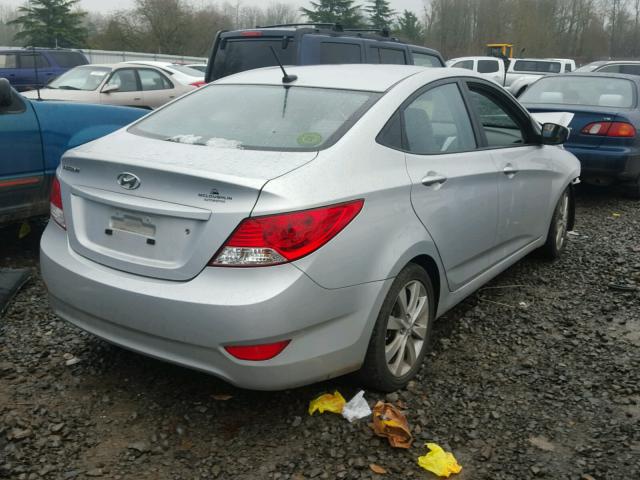 KMHCU4AE0EU606834 - 2014 HYUNDAI ACCENT GLS SILVER photo 4