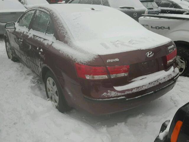 5NPET46C17H247949 - 2007 HYUNDAI SONATA GLS MAROON photo 3