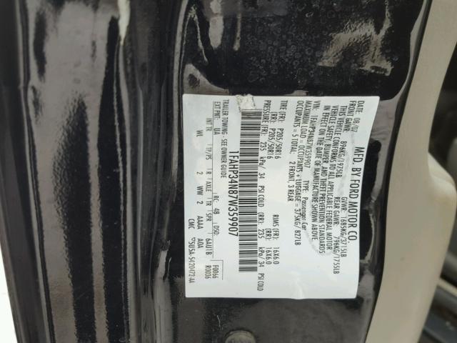 1FAHP34N87W359907 - 2007 FORD FOCUS ZX4 BLACK photo 10