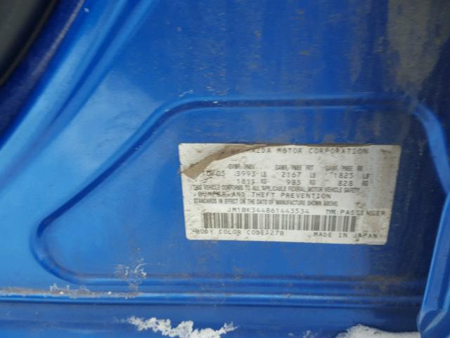 JM1BK344861443534 - 2006 MAZDA 3 HATCHBAC BLUE photo 10