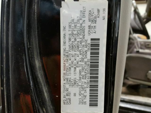 5TBBT44192S320193 - 2002 TOYOTA TUNDRA ACC BLACK photo 10