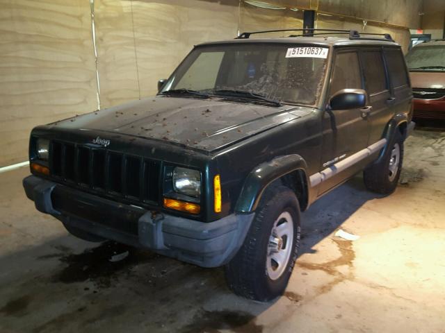 1J4FF48S5YL111492 - 2000 JEEP CHEROKEE S GREEN photo 2