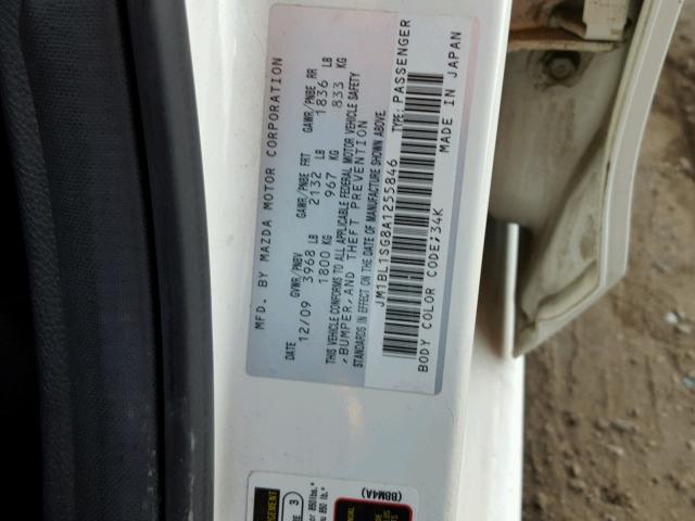 JM1BL1SG8A1255846 - 2010 MAZDA 3 I WHITE photo 10