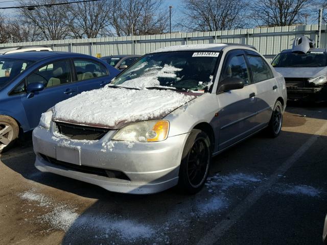 1HGES15551L046175 - 2001 HONDA CIVIC LX SILVER photo 2