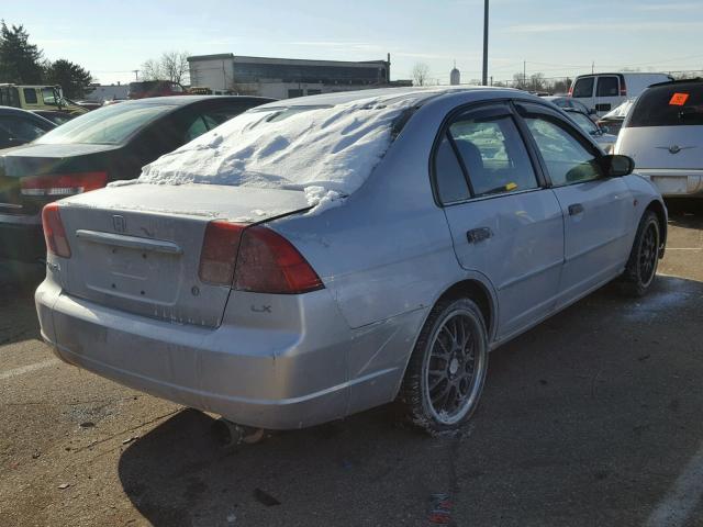 1HGES15551L046175 - 2001 HONDA CIVIC LX SILVER photo 4