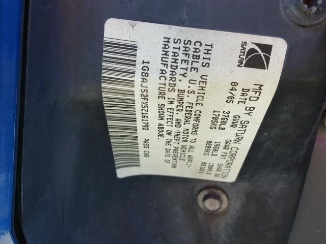 1G8AJ52FX5Z161792 - 2005 SATURN ION LEVEL BLUE photo 10