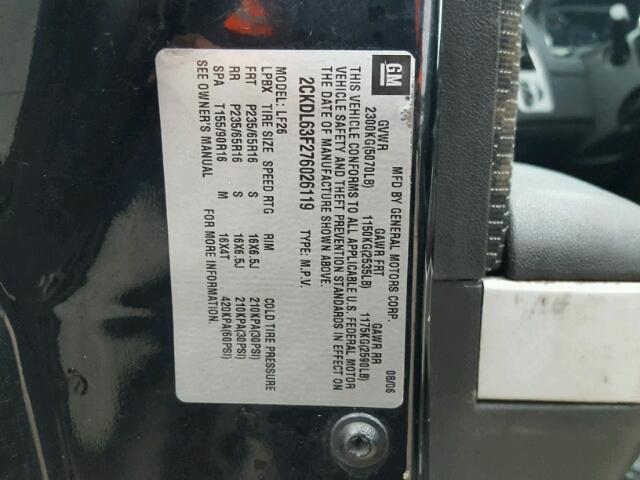 2CKDL63F276026119 - 2007 PONTIAC TORRENT BLACK photo 10