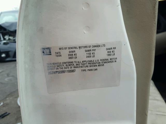 2G2WP522851193967 - 2005 PONTIAC GRAND PRIX თეთრი ფოტო 10